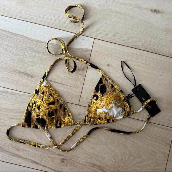 Versace Gold and Black Patterned Bikini - Picture 1 of 3